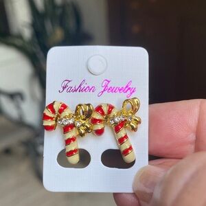 Candy Cane Earrings with Gold Accents